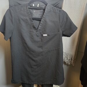 FIGS Women's Black Scrub Top & Zamora Jogger Scrub Pants SET SIZE XS